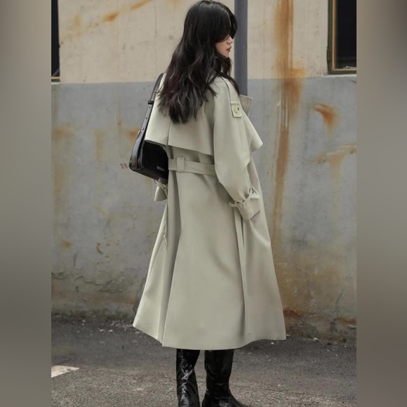 Circlofy contrast double collar layered classic trench coat S - Picture 5 of 13
